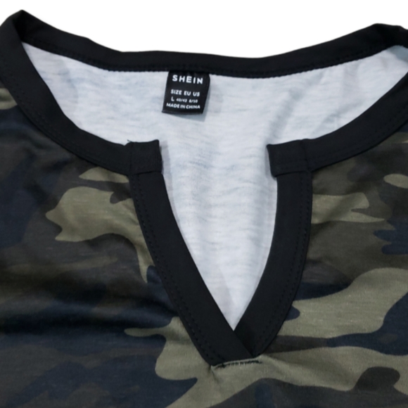 Shein Dress Size Large Women's Body Con Pencil Dress Camouflage Camo Casual Used - Picture 3 of 4